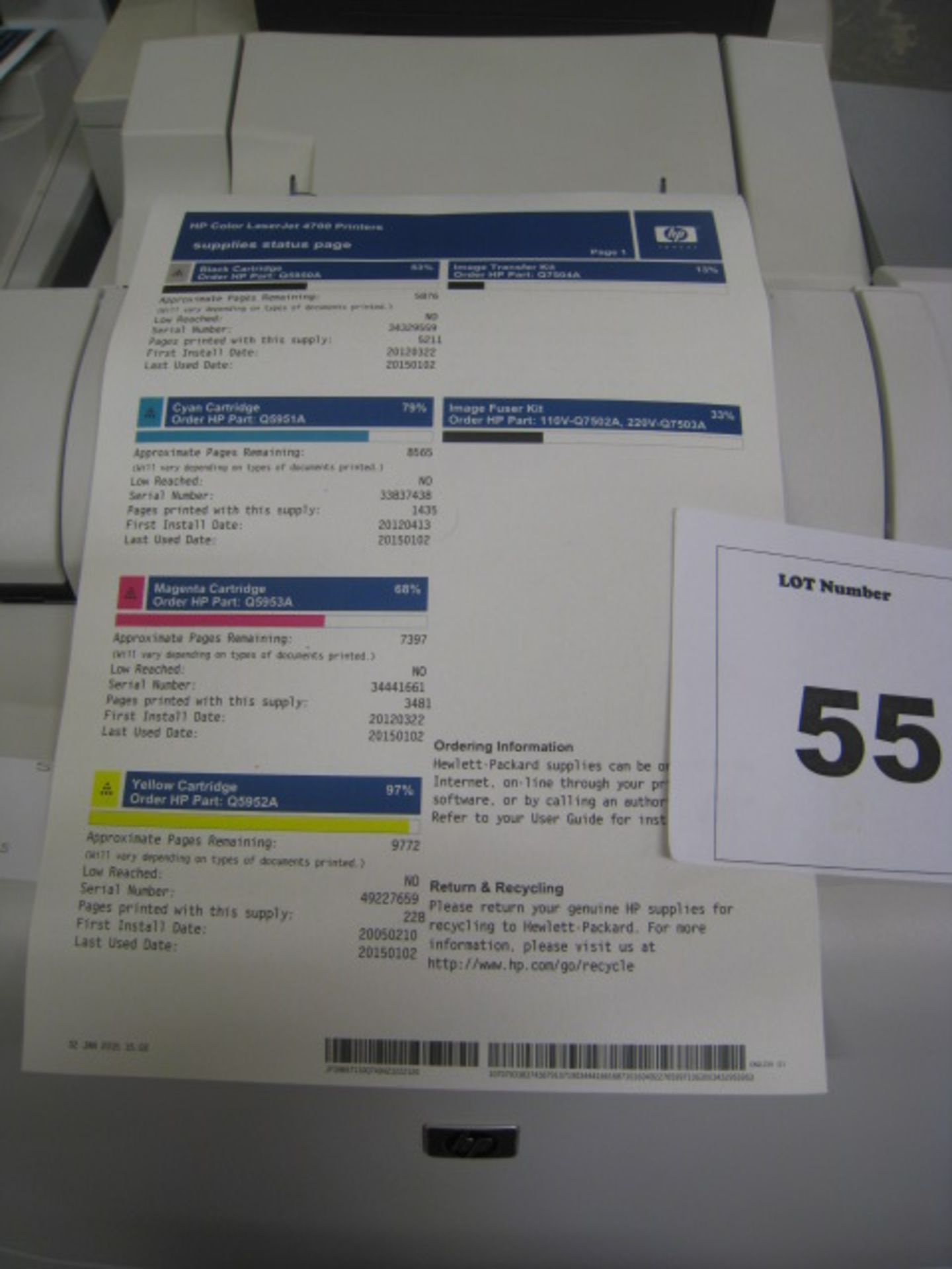 HP Colour Laserjet 4700dtn with test print - Image 2 of 2