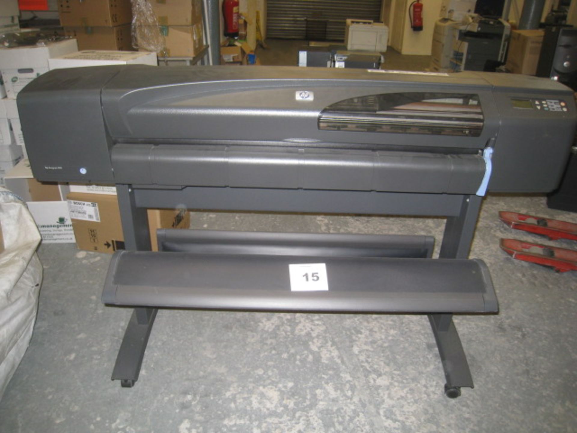 HP DESIGNJET 800  model C7780B wide carriage PRINTER/PLOTTER with test print (test print pale)