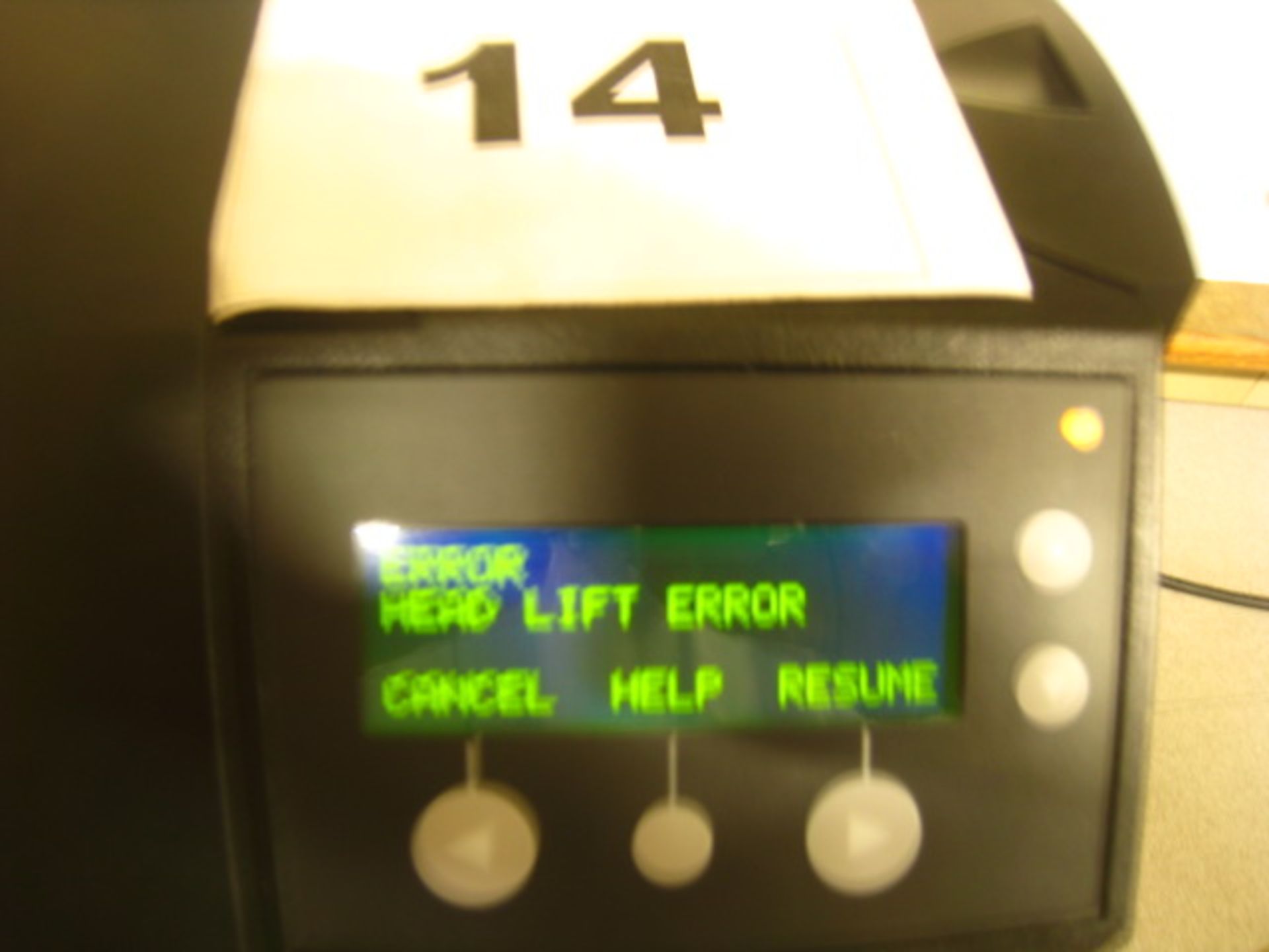 FARGO 550 DIRECT TO CARD PRINTER. MODEL 091800. P/N X001500.. WHEN POWERED ERROR MESSAGE SAYS  "HEAD - Image 2 of 3