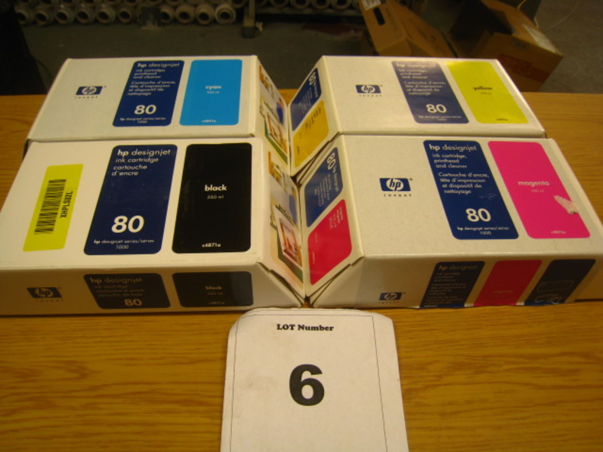 FULL SET OF GENUINE ORIGINAL HP 350ml  80 CARTRIDGES FOR HP DESIGNJET 1000 SERIES. BLACK/CYAN/