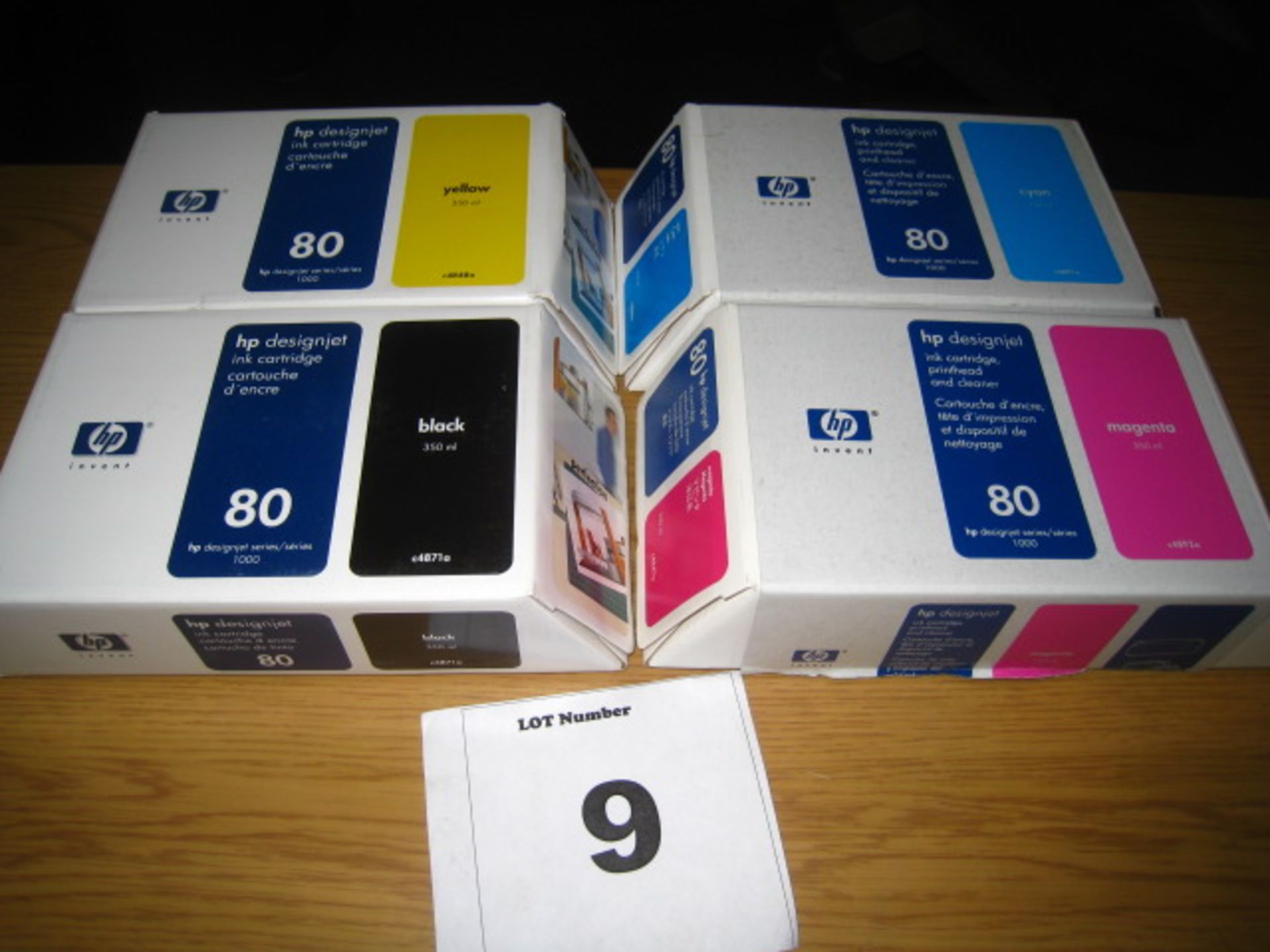 FULL SET OF GENUINE ORIGINAL HP 350ml  80 CARTRIDGES FOR HP DESIGNJET 1000 SERIES. BLACK/CYAN/