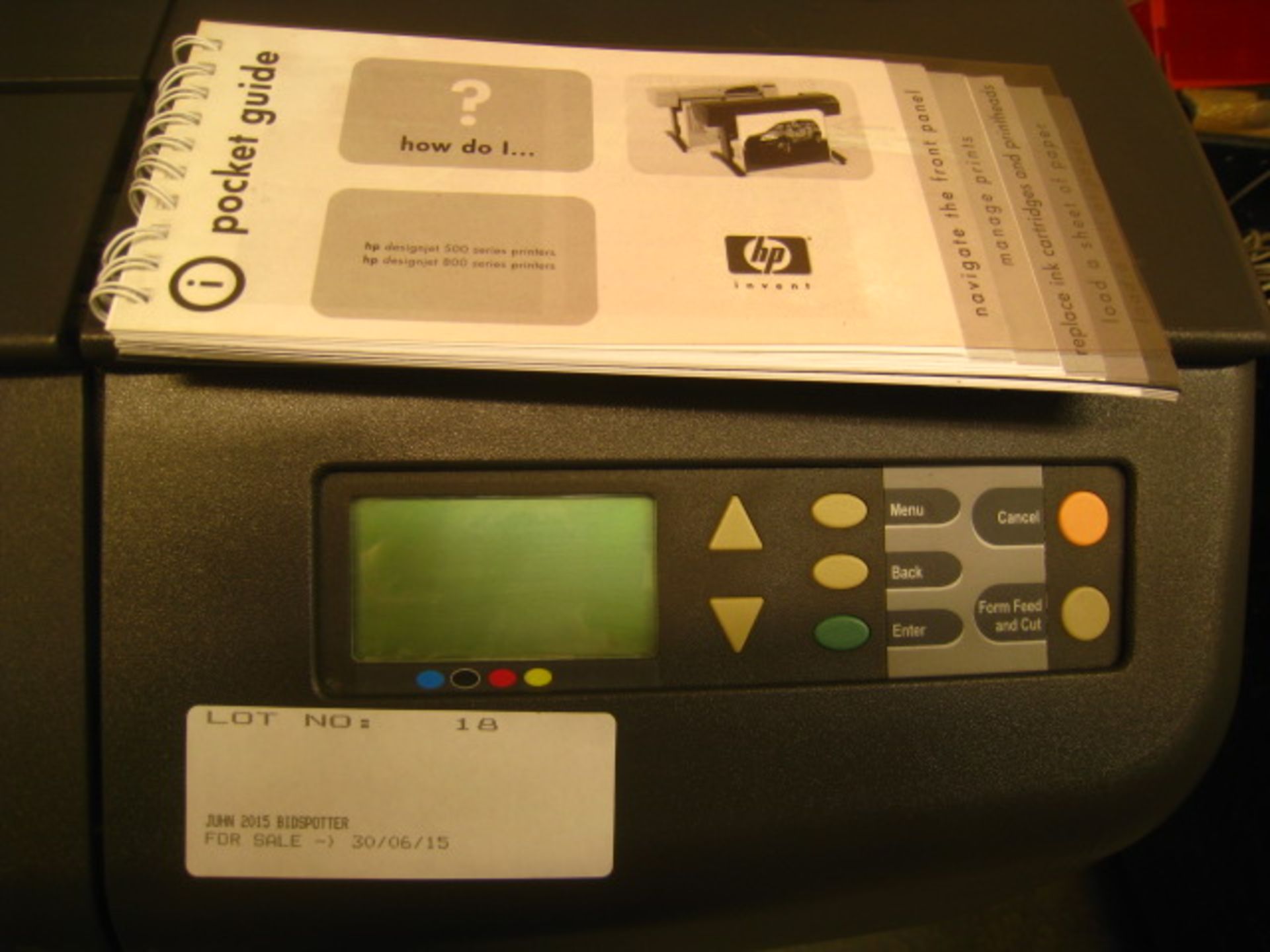 hp designjet  800PS WIDE FORMAT PRINTER/PLOTTER WITH QUICK START GUIDE. MODEL C7779B - Image 2 of 4