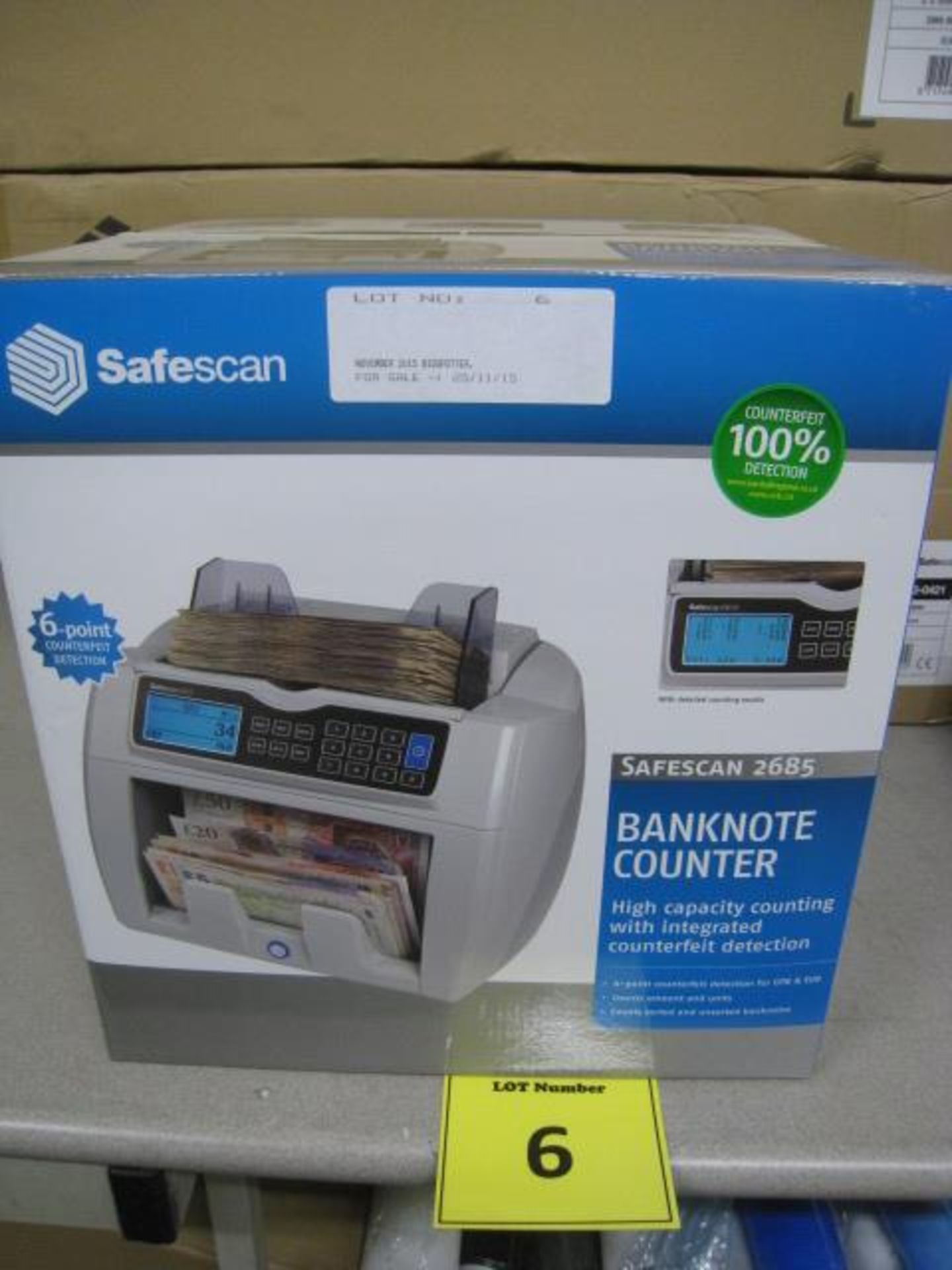 New SAFESCAN 2685 BANKNOTE COUNTER. HIGH CAPACITY WITH INTEGRATED 6 POINT COUNTERFIET DETECTION