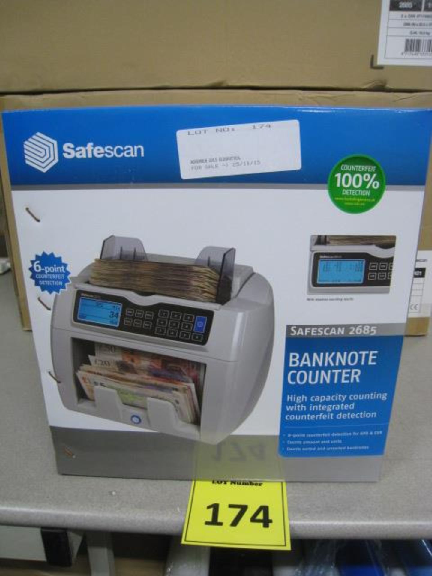 SAFESCAN 2685 BANKNOTE COUNTER. HIGH CAPACITY WITH INTEGRATED 6 POINT COUNTERFIET DETECTION FOR