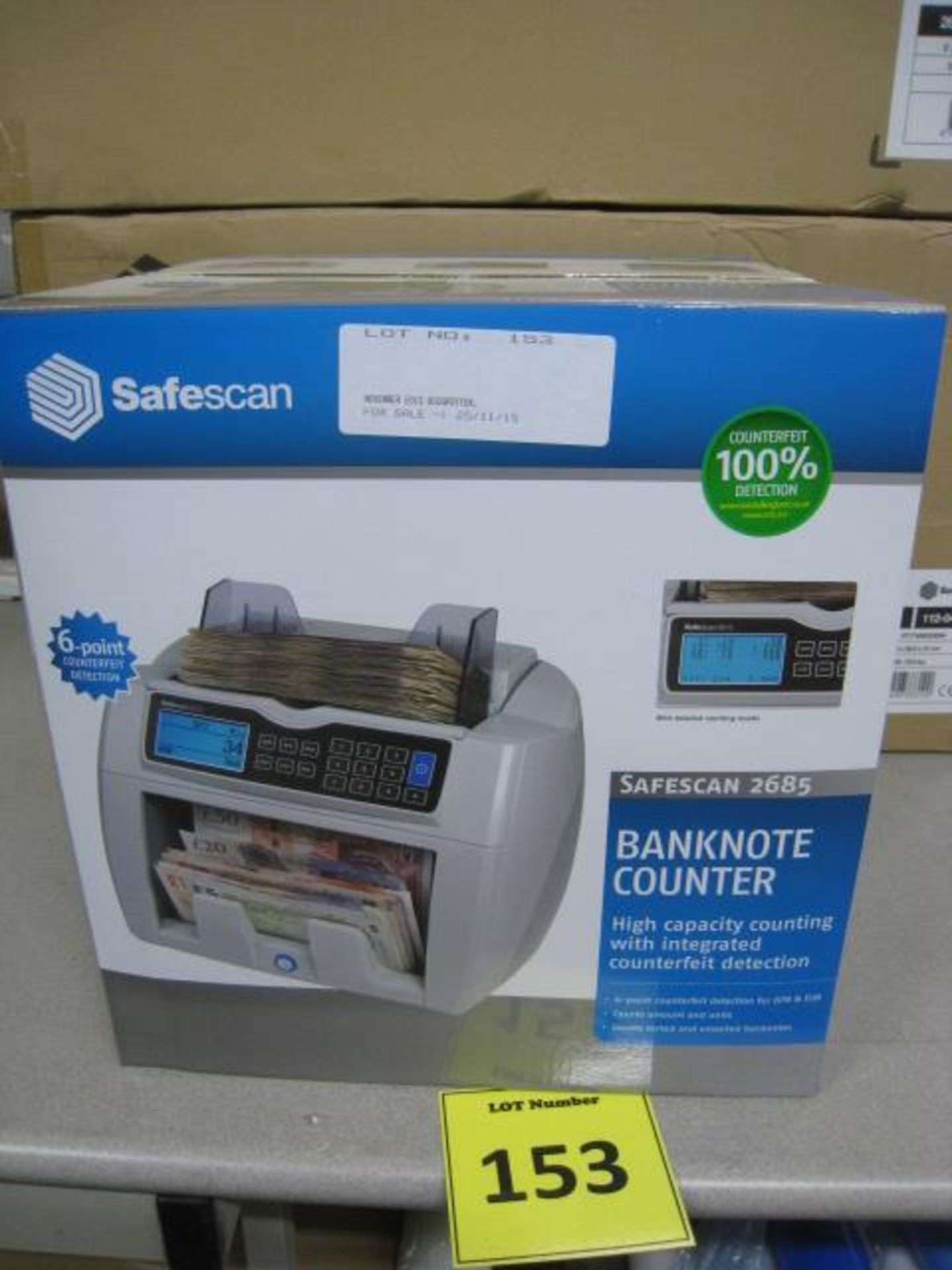 SAFESCAN 2685 BANKNOTE COUNTER. HIGH CAPACITY WITH INTEGRATED 6 POINT COUNTERFIET DETECTION FOR