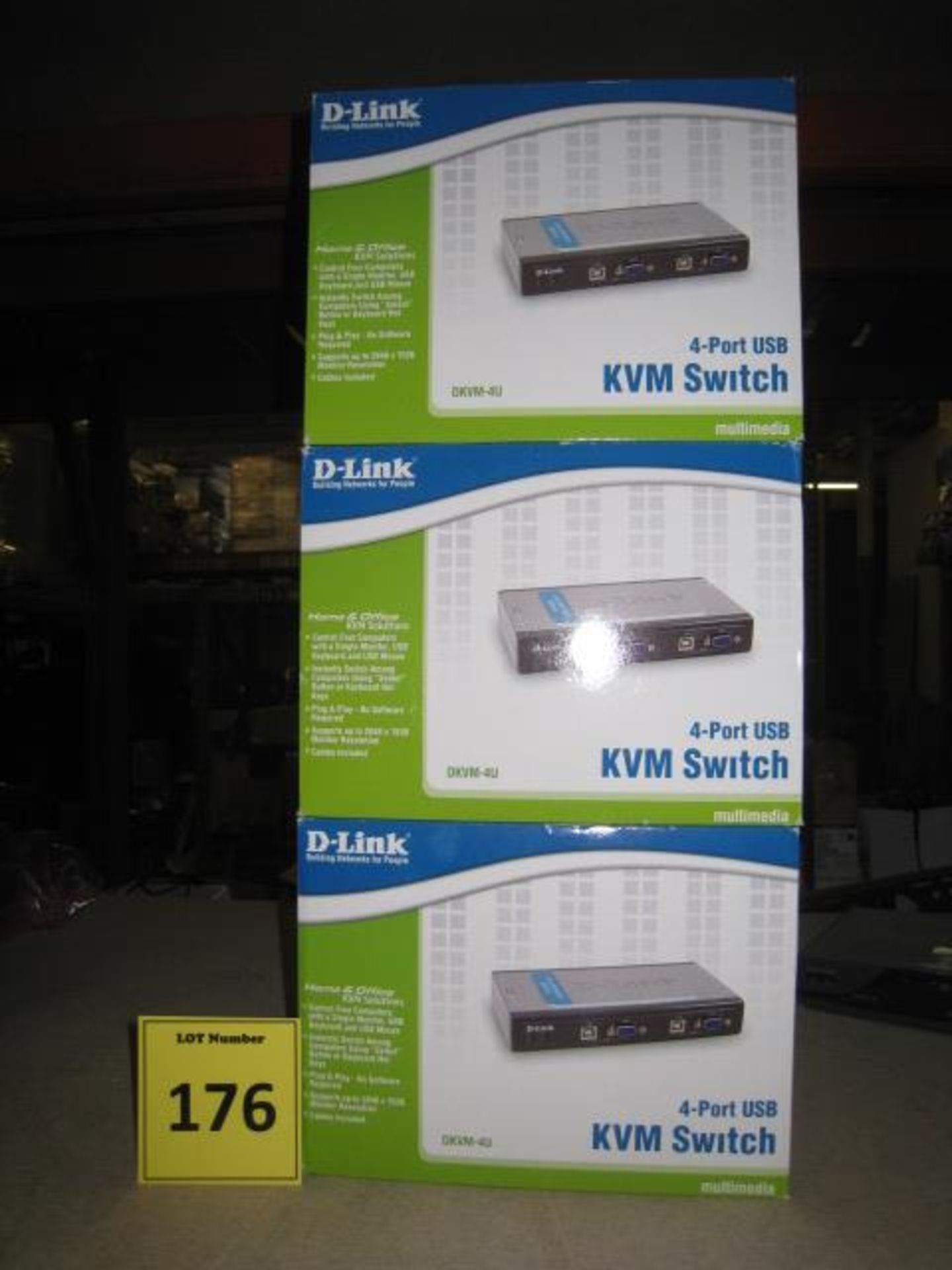 3 X BOXED D-LINK  DKVM-4U 4 PORT USB KVM SWITCHES