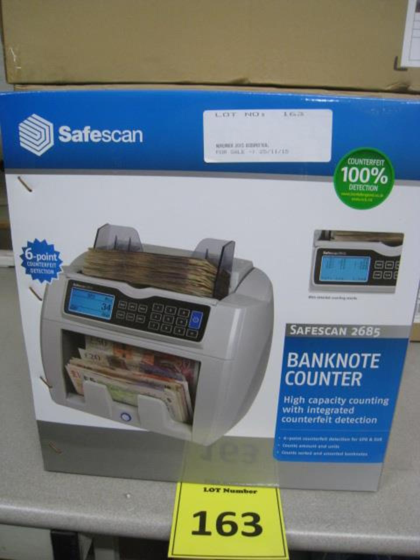 SAFESCAN 2685 BANKNOTE COUNTER. HIGH CAPACITY WITH INTEGRATED 6 POINT COUNTERFIET DETECTION FOR
