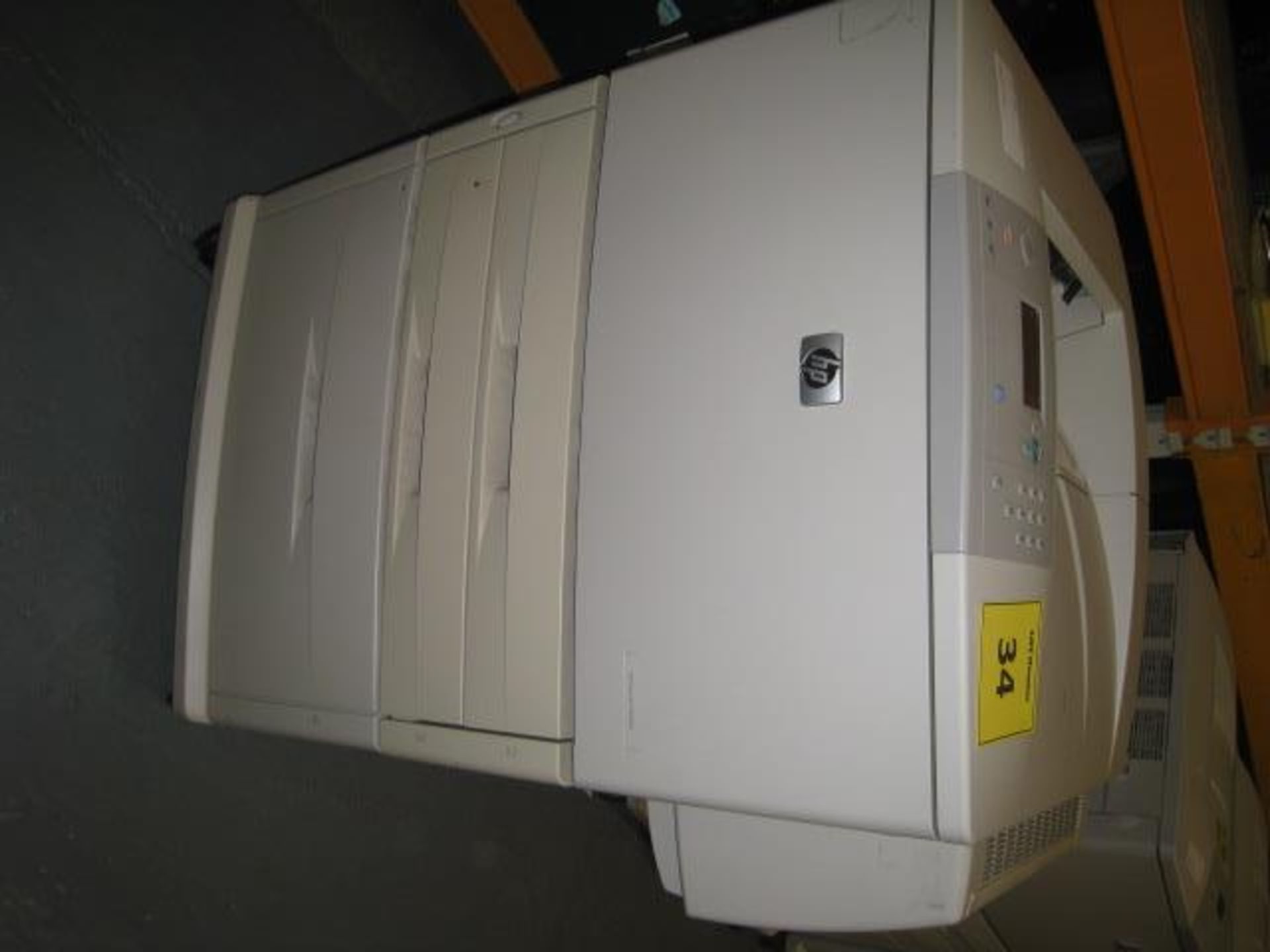 HP Laserjet 9050DN Workgroup Laser printer with wheeled lower feeder - Good quailty test print.