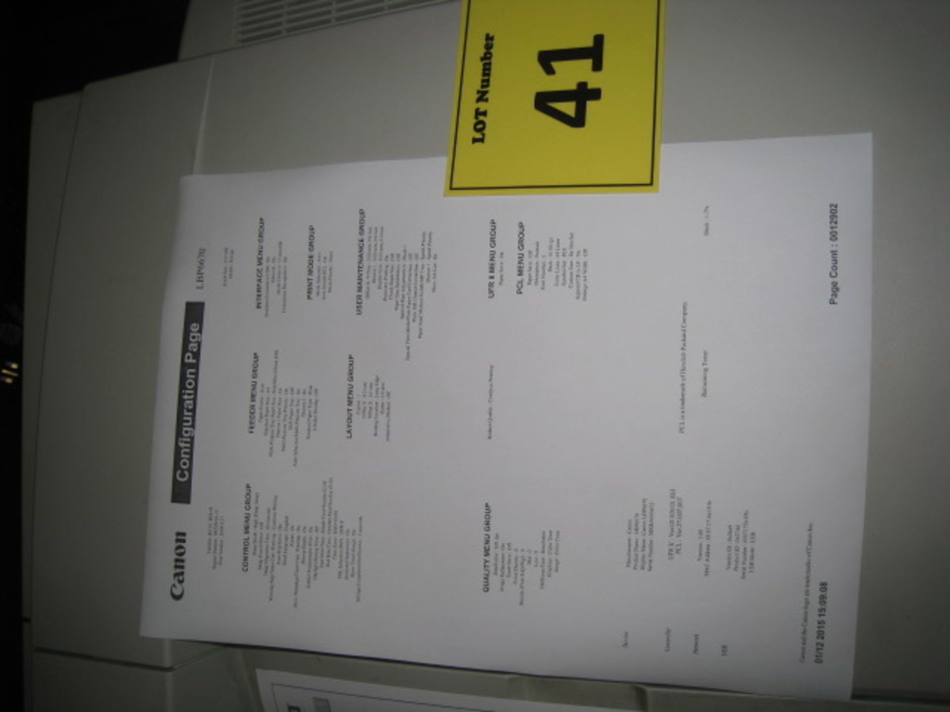 Canon i-Sense LBP 6670B5 DN laser printer with test print . Page count 12902 - Image 2 of 2