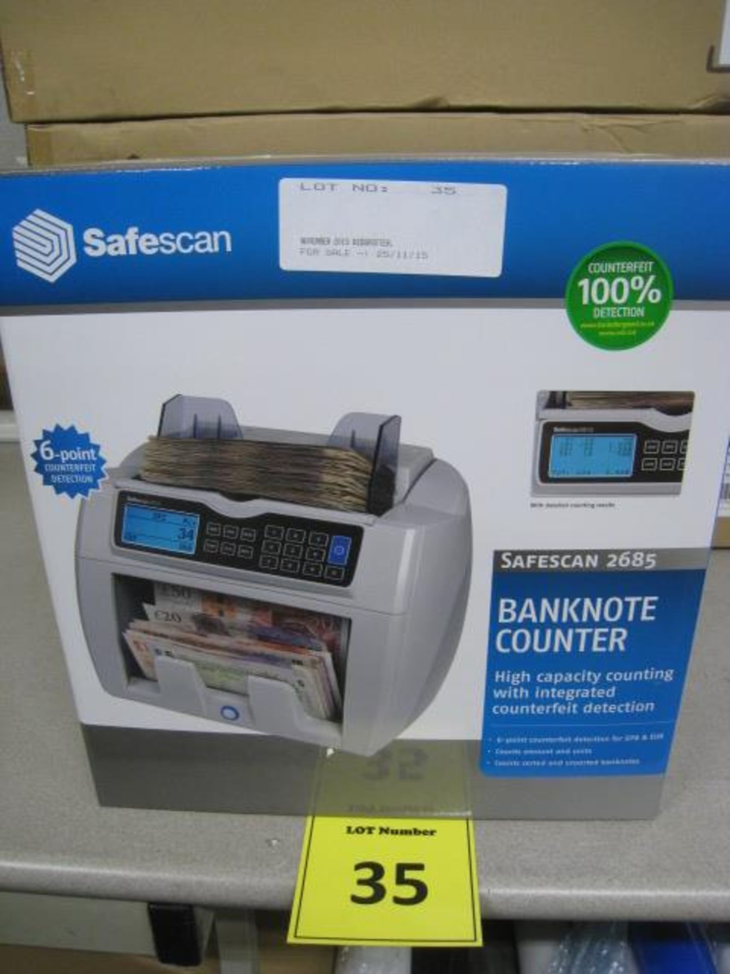 New Safescan  2685 High Capacity Banknote counter/ Integrated  6 Point counterfeit detector.