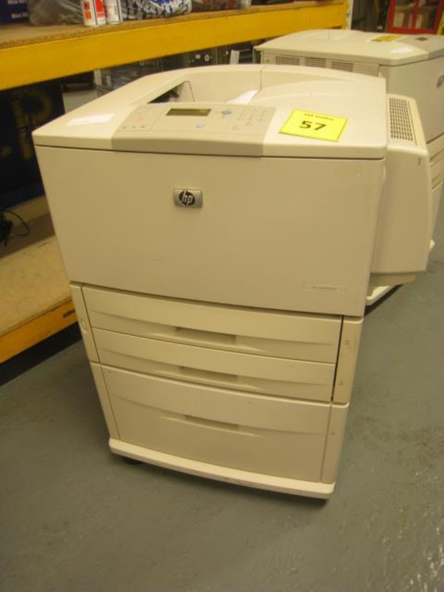 HP Laserjet 9050DN Workgroup Laser printer with wheeled lower feeder - Good quailty test print.