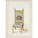 BEAUCHESNE Alcide Vicomte de (1804-1873). Chaise faite par la reine Hortense pour son fils Louis-