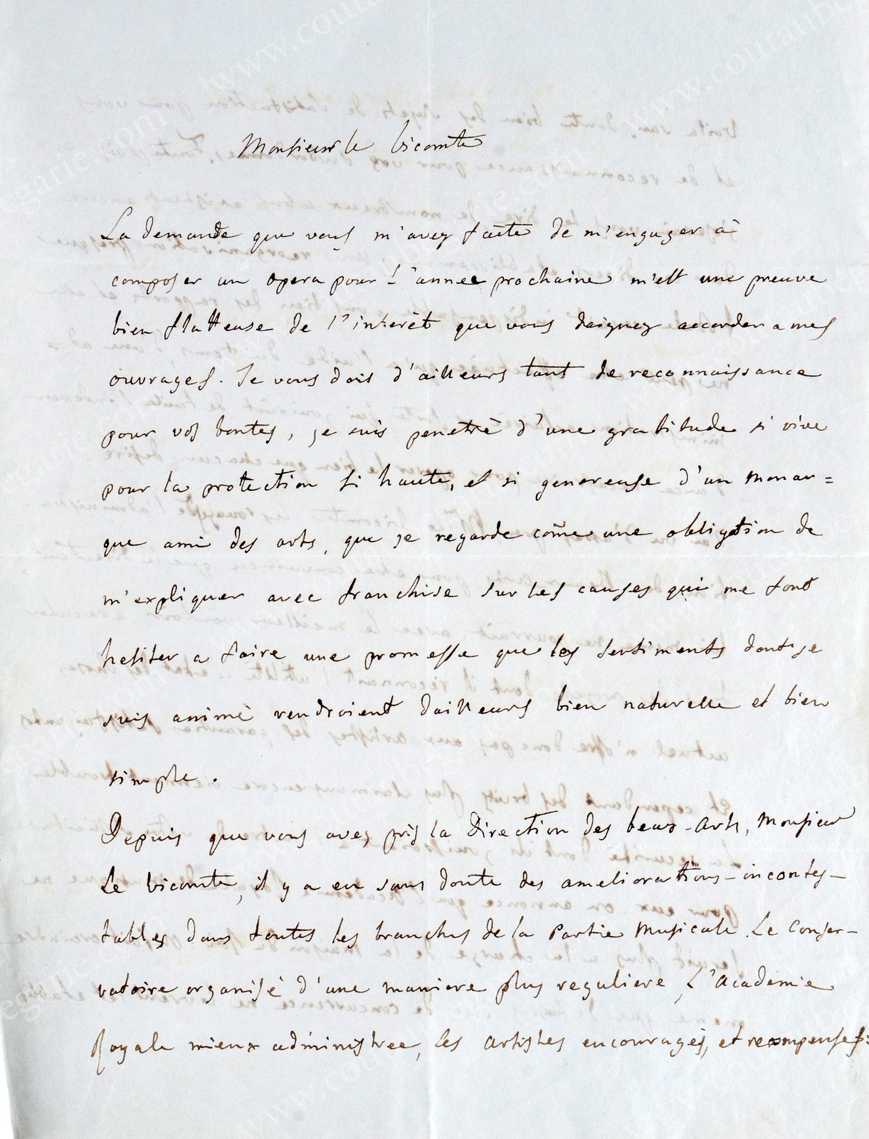 ROSSINI Gioacchino (1792-1868). Lettre autographe signée Gioacchino Rossini adressée au Vicomte