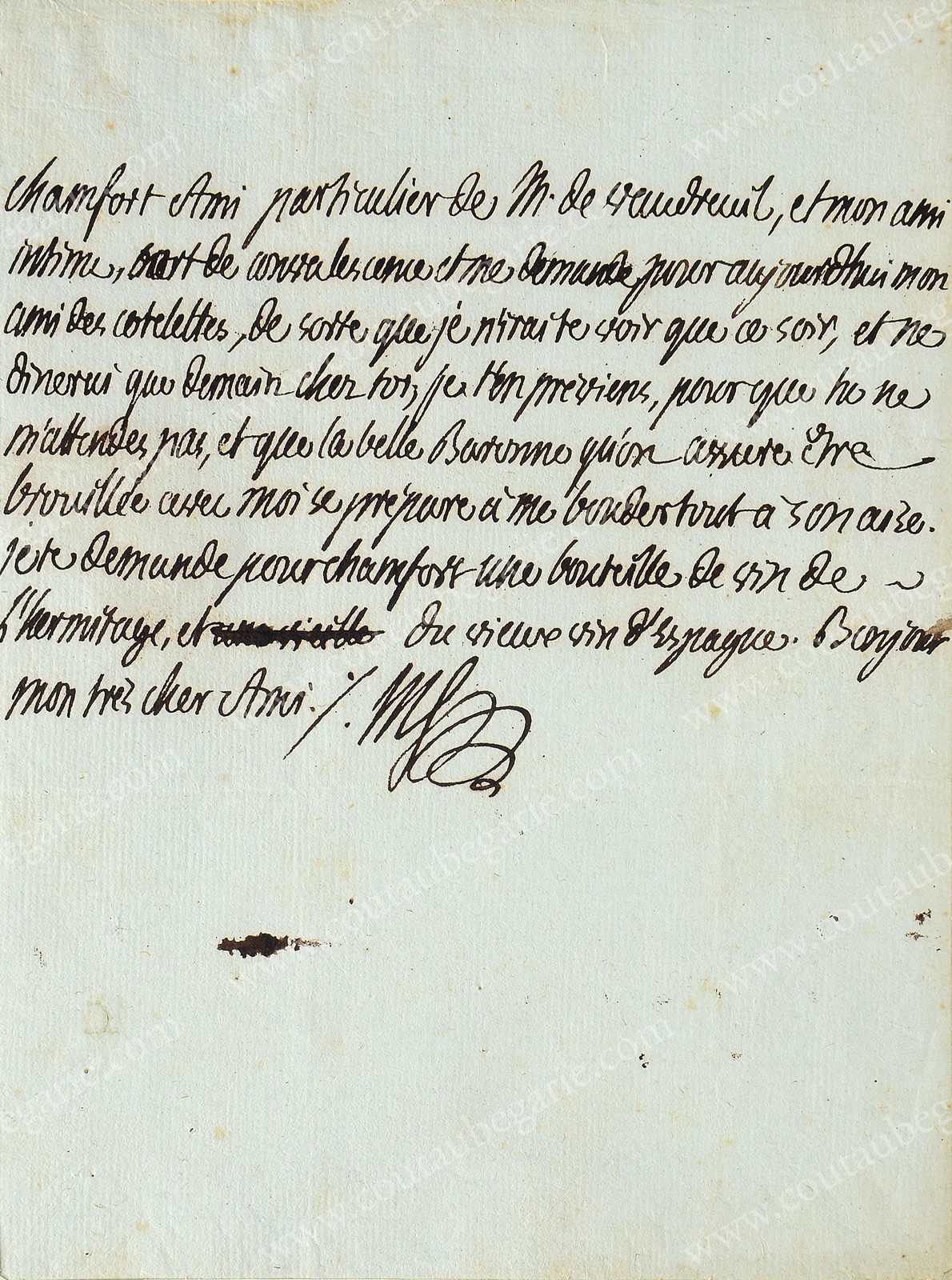 MIRABEAU Honoré Gabriel, Comte de (1749-1791). Lettre autographe signée M adressée à Monsieur le