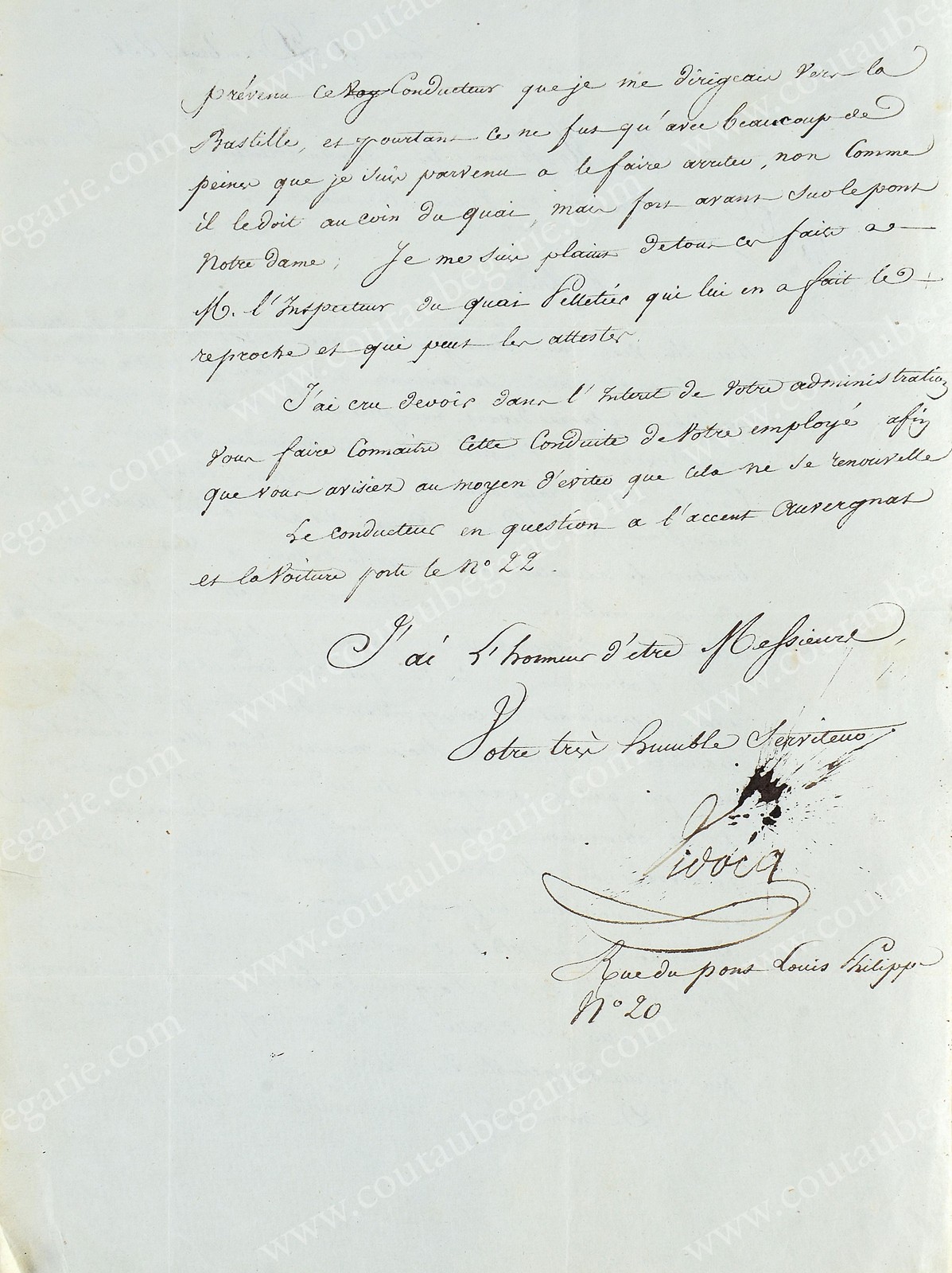VIDOCQ François-Eugène (1775-1838). Lettre manuscrite signée Vidocq adressée à « Messieurs les - Image 2 of 3