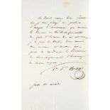 HUGO Victor (1802-1885). Lettre autographe signée V. Hugo, adressée au Vicomte Sosthène de la