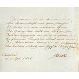 GOETHE Johann Wolfgang von (1794-1832). Pièce autographe de huit vers écrite et signée Goethe,