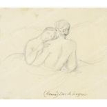 LUYNES Honoré duc de (1802-1867). Couple enlacé. Dessin à la mine de plomb, signé en bas à droite.