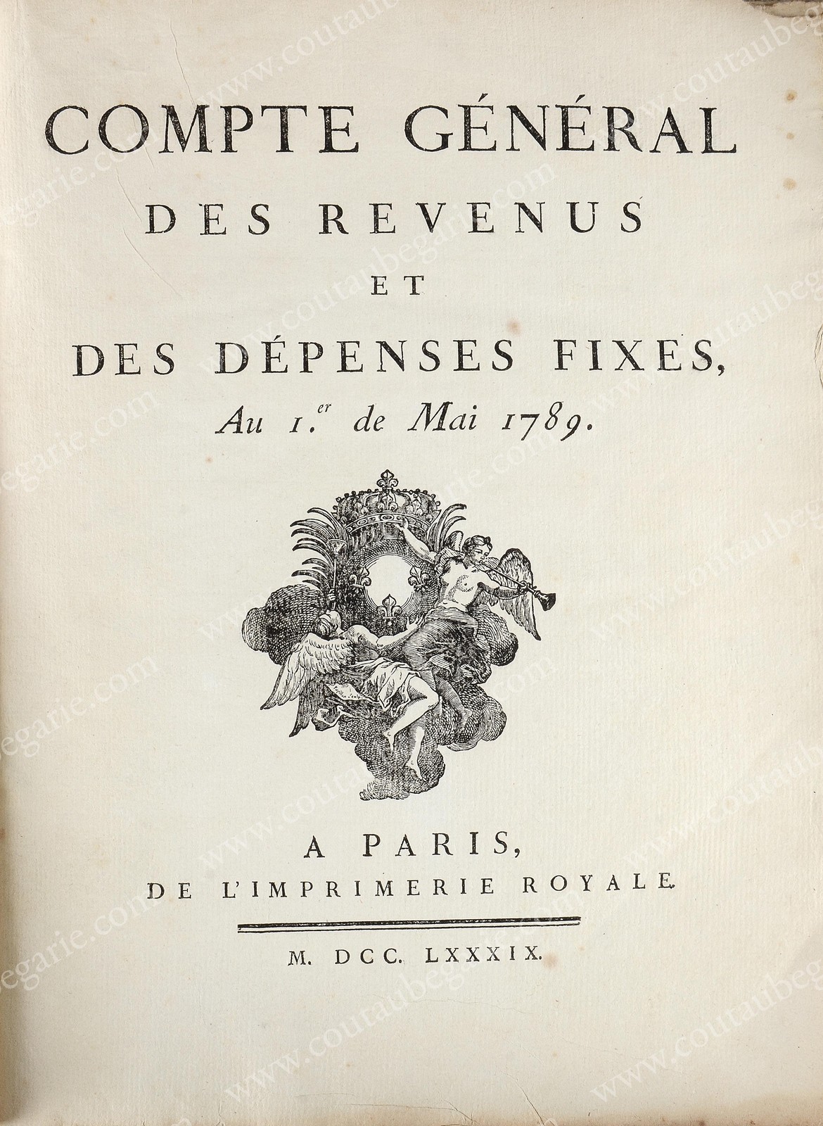 * [NECKER Jacques (1732-1804)]. Compte général des revenus et des dépenses fixes, au 1er mai 1789,