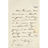 HUGO Victor (1802-1885). Lettre autographe signée Victor, adressée au Vicomte Alcide de