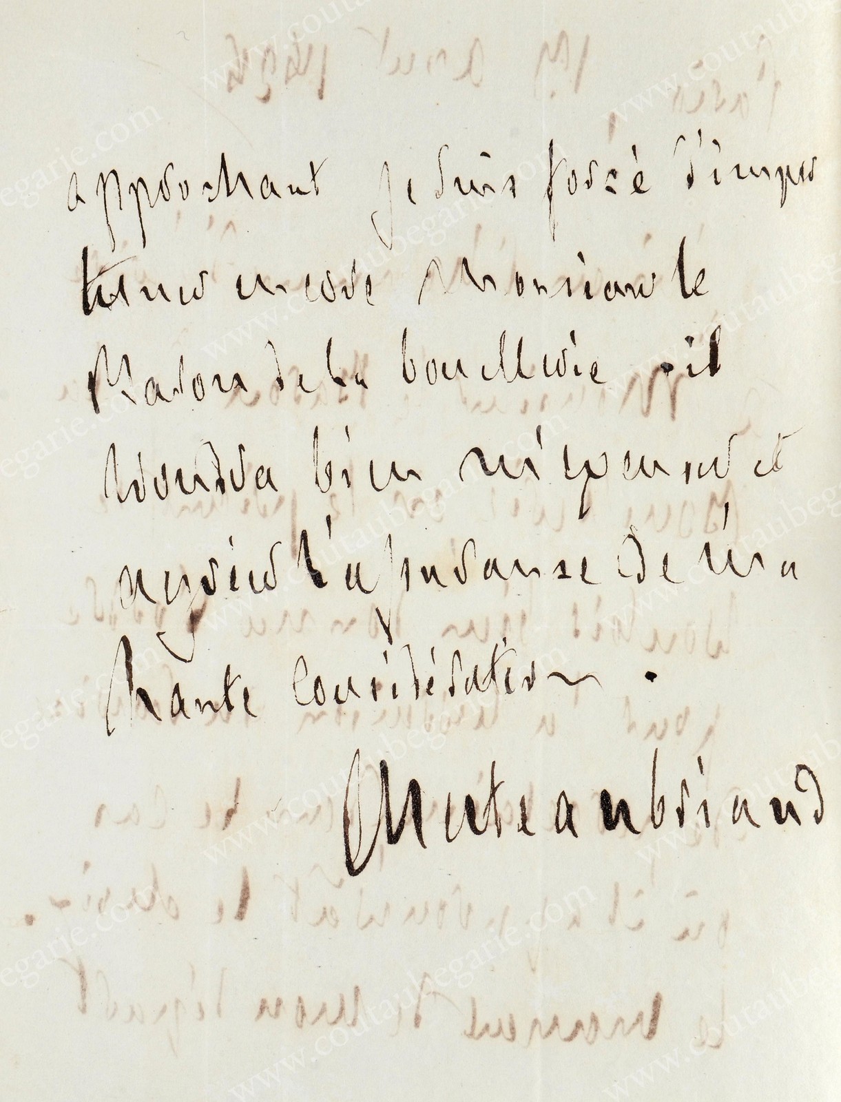 CHATEAUBRIAND François-René de (1768-1848). Lettre autographe signée Chateaubriand adressée au - Image 2 of 2