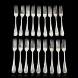 MAPPIN & WEBB Eighteen silver-plated forks with pear-shaped handle and ribbon-tied motifs and