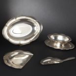 GALLIA Multi-lobed silver-plated set with gadrooned moulding comprising oval bread basket one oval