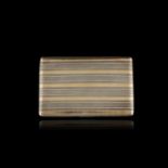 CARTIER Rectangular silver and gold cigarette case engraved with thread pattern lid interior