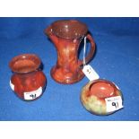 Three items, Ewenny pottery, wasted jug,