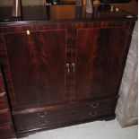 Modern mahogany inlaid TV unit, fitted d