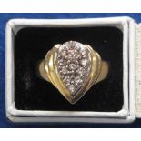 9ct gold and diamond heart shaped ring. CONDITION REPORT; 5.2 grams