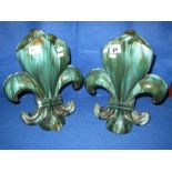 Pair of marble glazed terracotta pottery