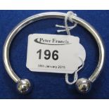 Silver ladies fixed bangle with ball ter