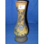 Galle style baluster shaped glass vase w