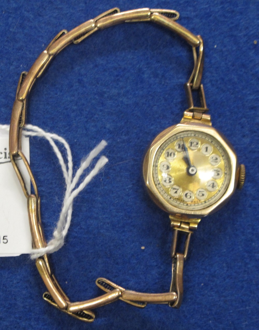 9ct gold ladies wrist watch on plated ex