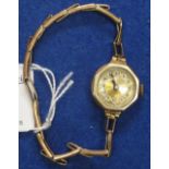 9ct gold ladies wrist watch on plated ex