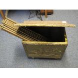 Repousse brass log bin and collection of