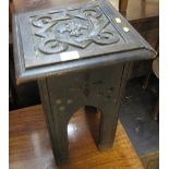 Small square stained carved and pierced