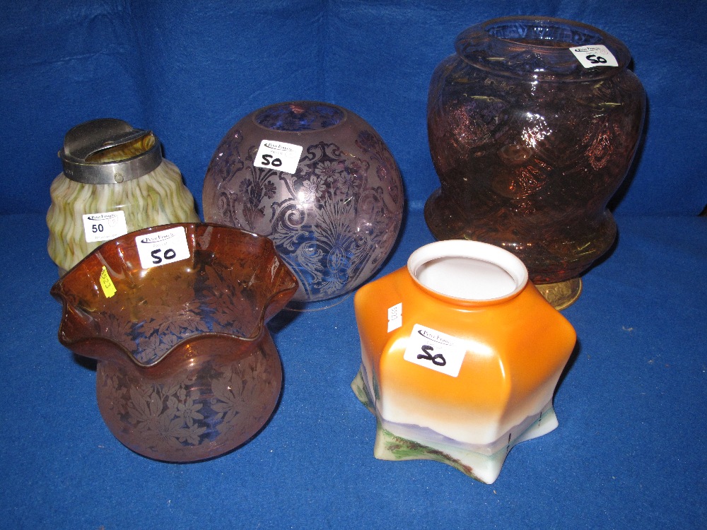 Group of assorted pendant and oil lamp g