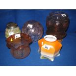 Group of assorted pendant and oil lamp g