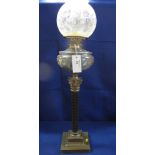 Brass double burner oil lamp with clear
