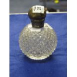 Hobnail cut glass silver topped scent bo