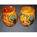 Pair of oriental glazed stoneware Majoli