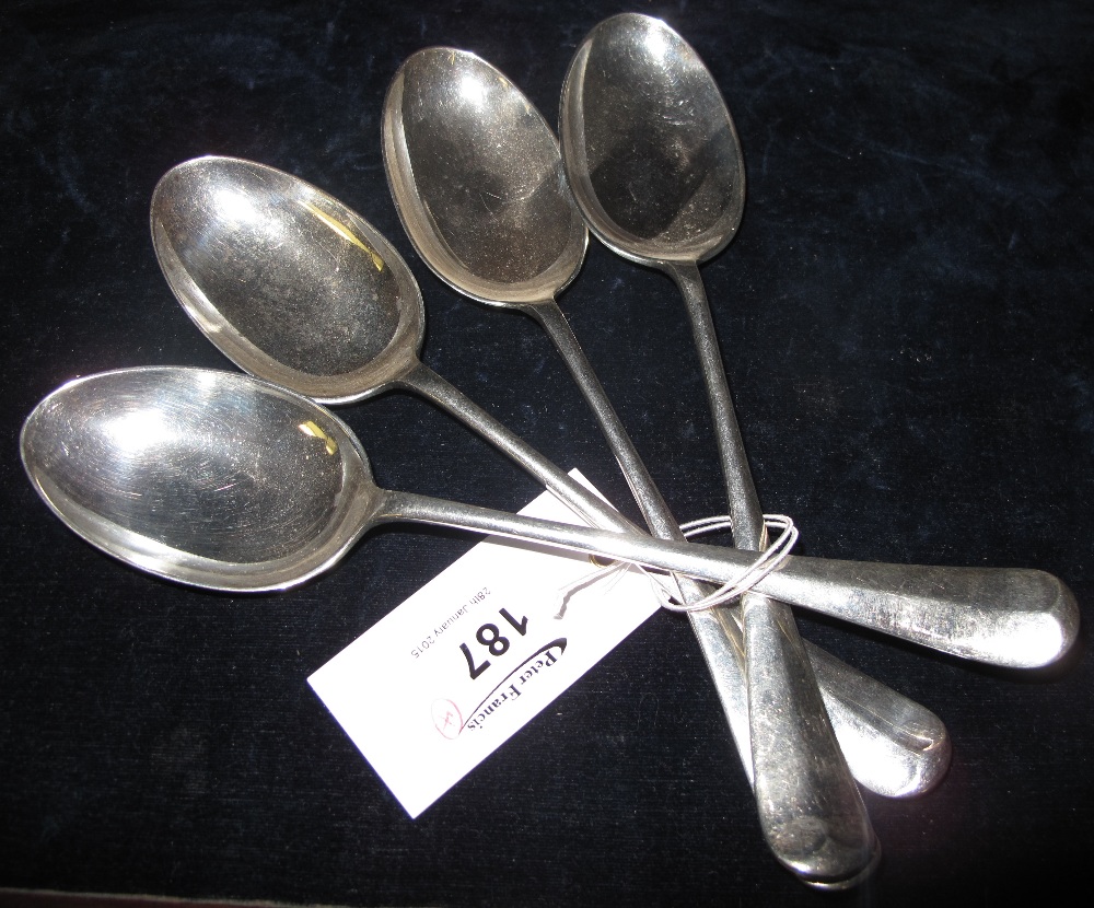 Set of four silver table spoons, Sheffie