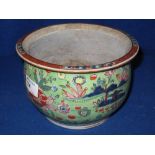 Chinese porcelain baluster shaped planter with hand painted decoration.  CONDITION REPORT; Very