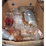Box of assorted glass and metal ware to