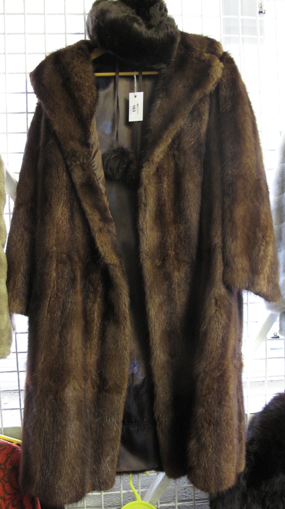 Ladies 3/4 length brown fur jacket and h