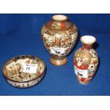 Japanese satsuma pottery baluster shaped