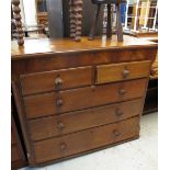 Victorian oak chest of two short and thr
