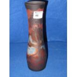 Galle style overlay glass ovoid vase wit